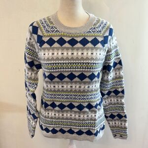 Style & Co fair isle royal blue gray long sleeve sweater Size S New